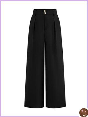 Wide Leg Dress Pants Women Business Casual High Waisted Pleated Trousers